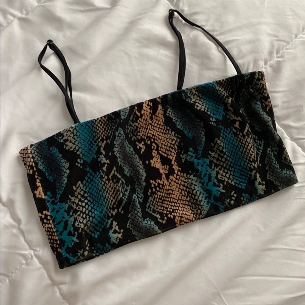 I.AM.GIA Snake Delilah Teal Crop Top